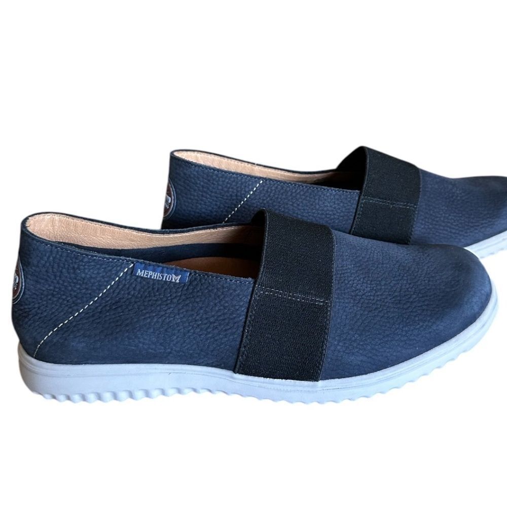 MEPHISTO Tilford Nubuck Slip-On Shoe Navy Comfort Walking Size 8 NEW